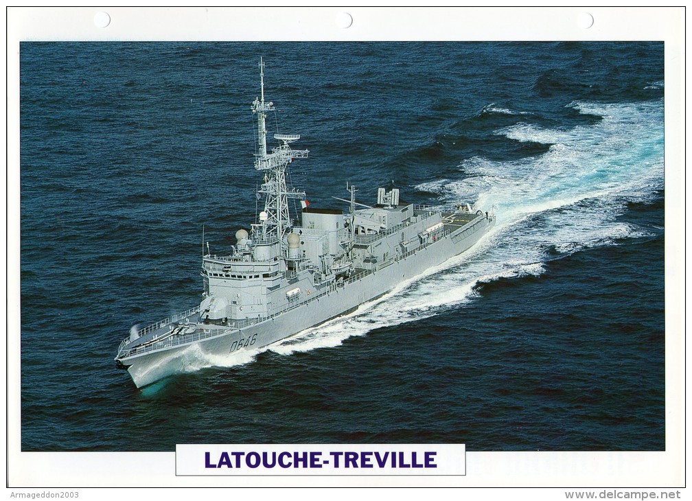 FICHE 25 X 18.5 CM FREGATE ANTI-SOUS-MARINE FRANCAIS LATOUCHE-TREVILLE 1988 TBE - Autres & Non Classés