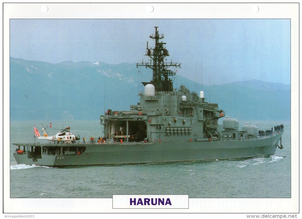 FICHE 25 X 18.5 CM DESTROYER PORTE-HELICOPTERES JAPON HARUNA 1972 TBE - Other & Unclassified