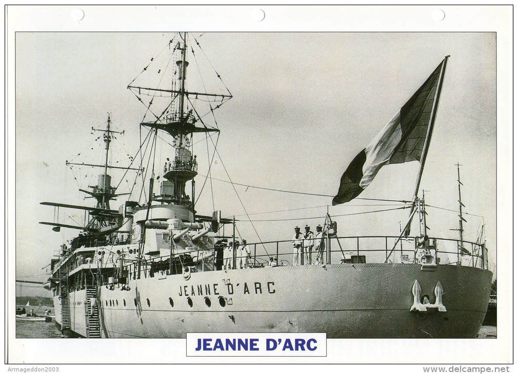 FICHE 25 X 18.5 CM CROISEUR-ECOLE FRANCAIS JEANNE D'ARC 1930 TBE - Other & Unclassified