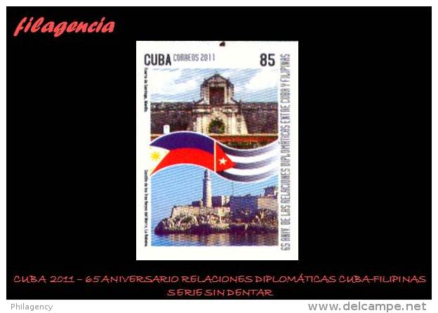 PIEZAS. CUBA MINT. 2011-09 65 ANIVERSARIO DE LAS RELACIONES DIPLOMÁTICAS CUBA-FILIPINAS. SERIE SIN DENTAR - Imperforates, Proofs & Errors