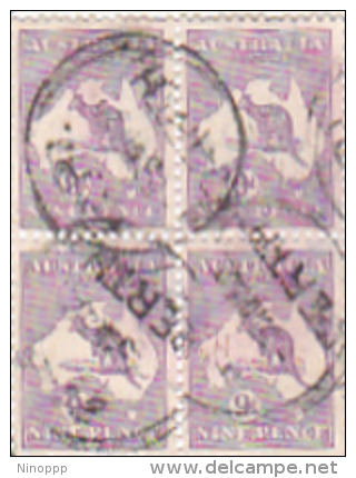 Australia 1929 9d Kangaroo Used Block 4 - Used Stamps