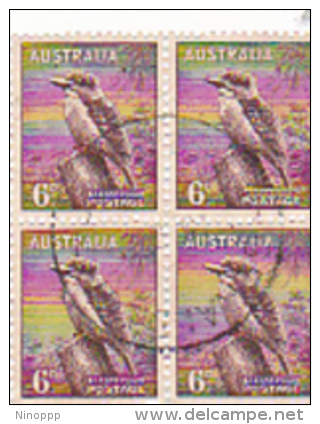 Australia 1937 Animals 6d Kookaburra Used Block 4 - Oblitérés