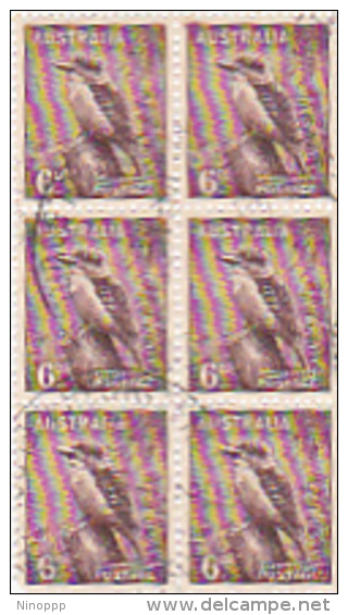 Australia 1937 Animals 6d Kookaburra Used Block 6 - Gebruikt