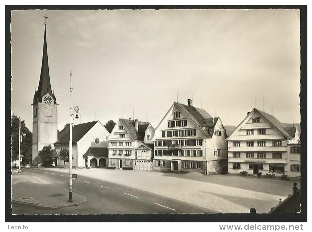 GAIS AR Dorfplatz Reformierte Kirche Terrassen-Café Scherrer Ca. 1960 - Gais