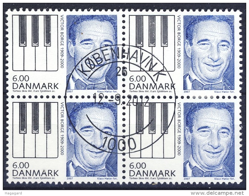 ##Denmark 2007. Victor Borge. Bloc Of 4. Michel 1478. Cancelled(o). - Used Stamps