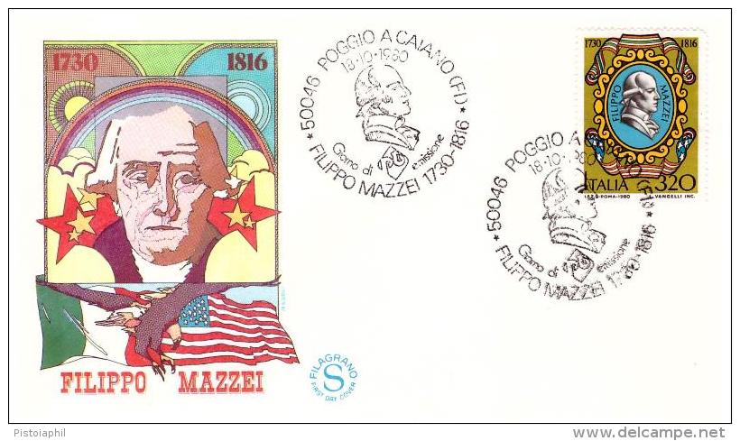 Fdc Filagrano Italia: FILIPPO MAZZEI(1980); No Viaggiata; AS_Poggio A Caiano - FDC