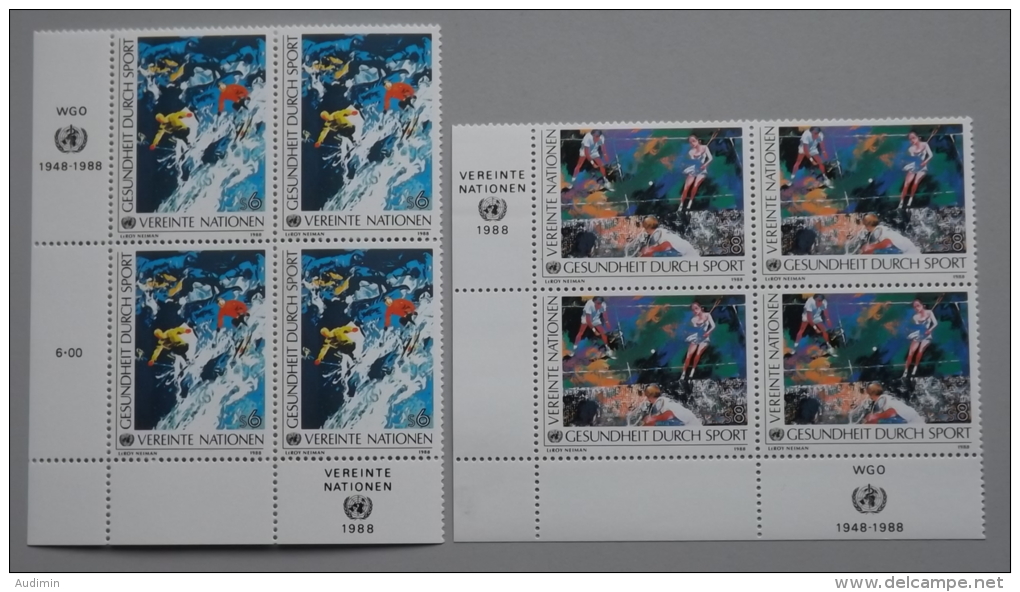 UNO-Wien 85/6 Eckrandviererblock Mi4 EVB ´C´ **/mnh, Gesundheit Durch Sport - Ungebraucht