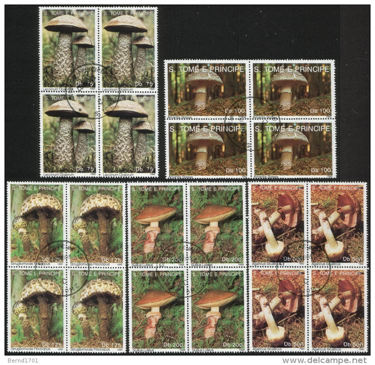 Sao Tomé & Principe - Mi-Nr 1346/1350 Viererblock Gestempelt / Bloc Of Four Used (n598) - Pilze