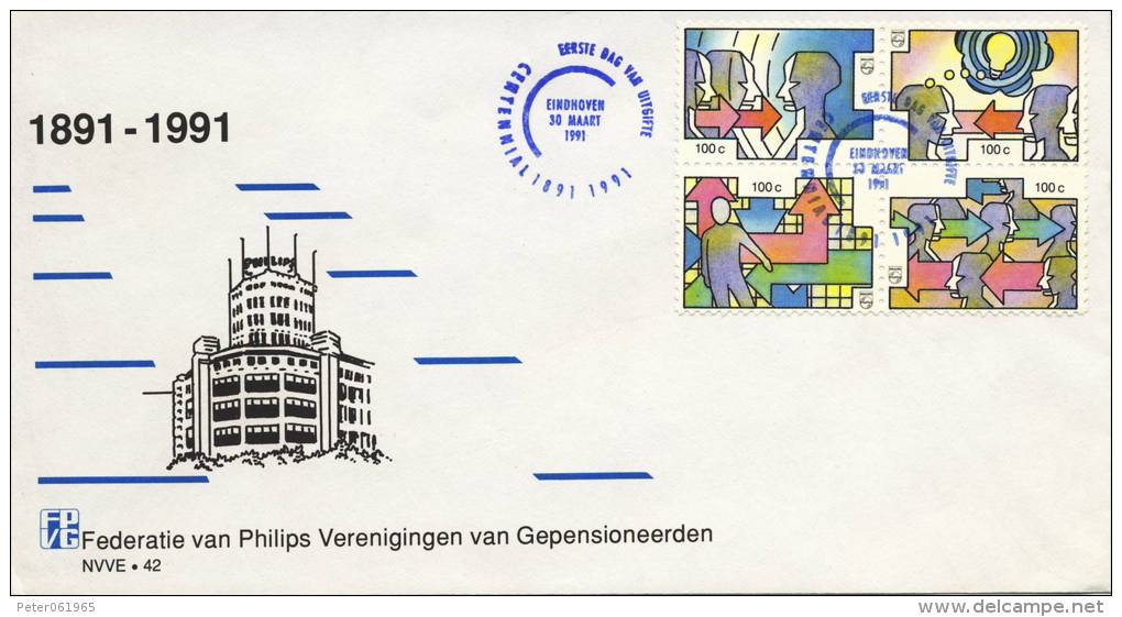 Erinnofilie: Carnet + FDC Herdenkingszegels 1891-1991 Philips 100 Jaar - Erinnofilie