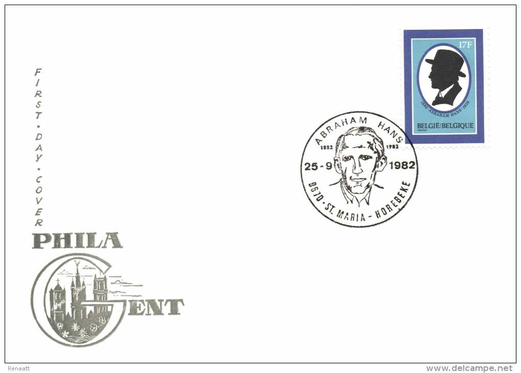 Belgium 1982 Mi. 2116 COB 2064 FDC Phila Gent, Abraham Hans, Poet - 1981-1990