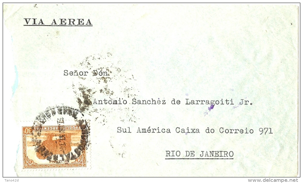 LBON9 - ARGENTINE - LETTRE AVION JUIN 1937 - Lettres & Documents