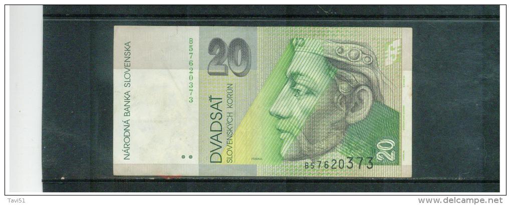 SLOWAKEI , SLOVAKIA  ,  20  Korun     ,    1.6.1995  ,  Printer BA Banknote  ,   Pick#20 - Slowakei