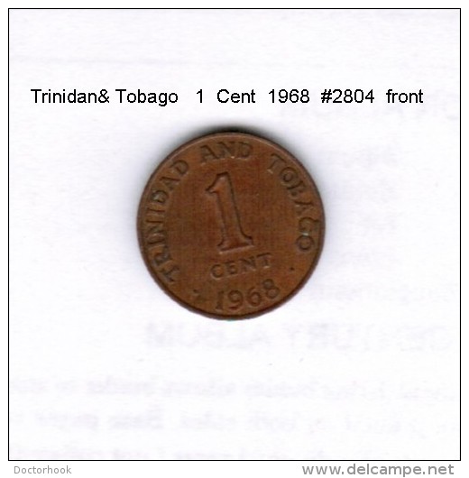 TRINIDAD &amp; TOBAGO    1  CENT  1968  (KM # 1) - Trinidad & Tobago