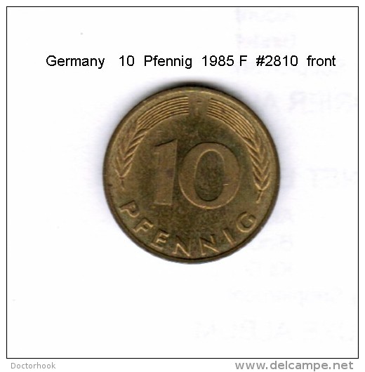GERMANY    10  PFENNIG  1985 F  (KM # 108) - 10 Pfennig
