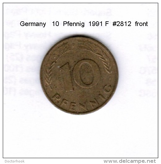 GERMANY    10  PFENNIG  1991 F  (KM # 108) - 10 Pfennig