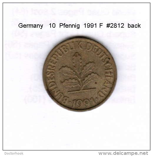 GERMANY    10  PFENNIG  1991 F  (KM # 108) - 10 Pfennig