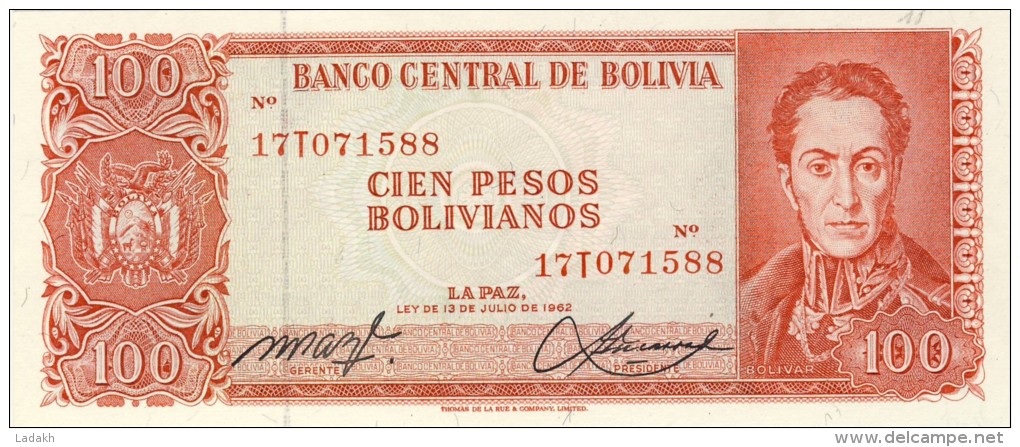 BILLET # BOLIVIE # 100 PESOS BOLIVIANOS   # 1983 # PICK N° 164 B - Bolivië