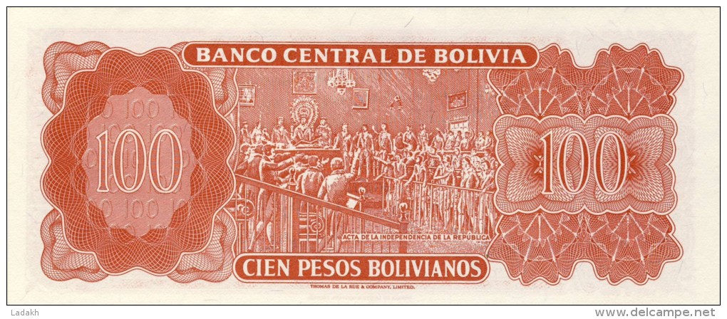 BILLET # BOLIVIE # 100 PESOS BOLIVIANOS   # 1983 # PICK N° 164 A - Bolivie