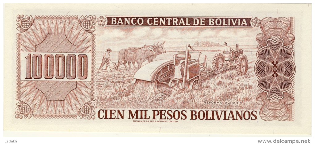 BILLET # BOLIVIE # 100000 PESOS BOLIVIANOS   # 1984 # PICK N° 171 - Bolivien