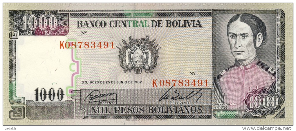 BILLET # BOLIVIE # 1000  PESOS BOLIVIANOS   # 1982 # PICK N° 167 - Bolivie
