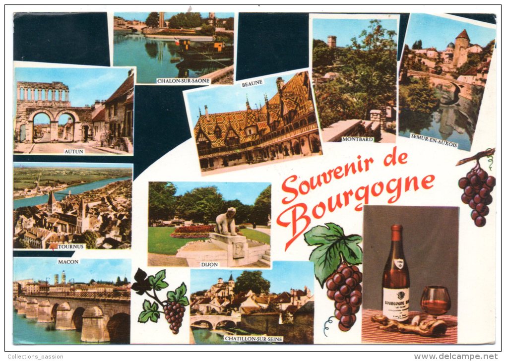 CP, SOUVENIR DE BOURGOGNE, Multivues, Voyagé En 1985 - Bourgogne