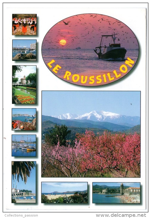 CP, LE ROUSSILLON, Multivues, Voyagé En 1990, Ed : ESTEL - Languedoc-Roussillon