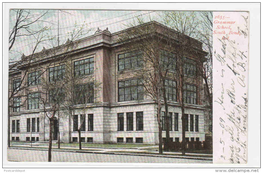 Grammar School South Bend Indiana 1909 Postcard - South Bend