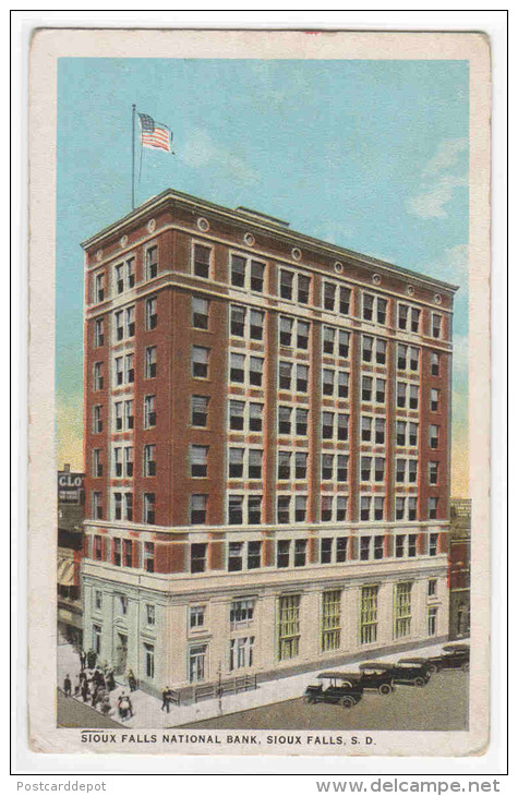 Sioux Falls National Bank SD South Dakota 1929 Postcard - Sioux Falls