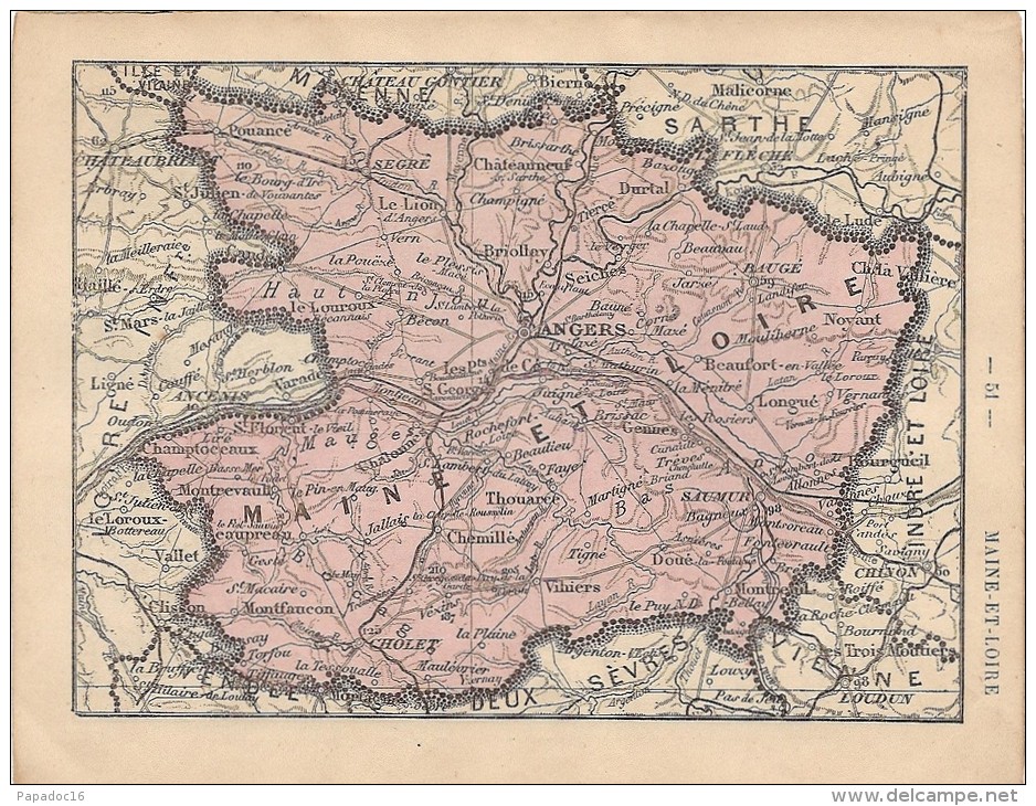 Cartes Départements : Maine-et-Loire &amp; Manche - Extraites Du "Petit Atlas Départemental De La France" - Hachette, 18 - Cartes Géographiques