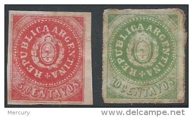 ARGENTINE - 5 Et 10 C. Type II De 1862-64 Neufs FAUX De Genève - Nuevos