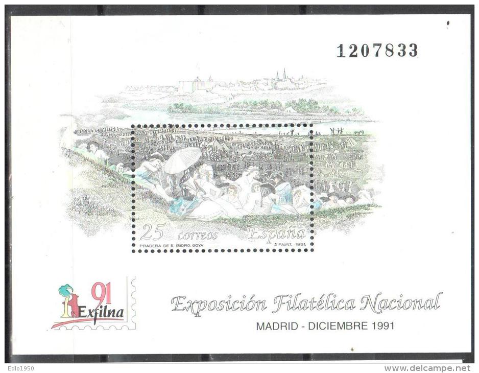 Spain 1991 EXFILNA´91 Art Paintig Gemalde  Mi.3018 From Bl.41 MNH (**) - Blocs & Feuillets