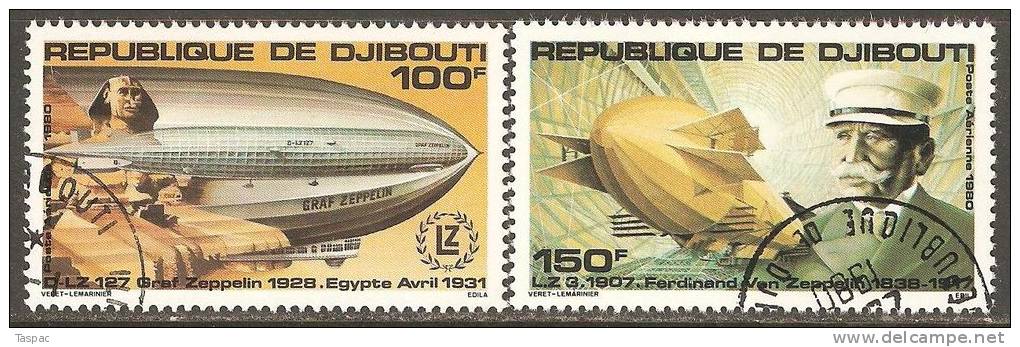 Djibouti 1980 Mi# 285-286 Used - Zeppelin Flight, 80th Anniversary - Zeppelins