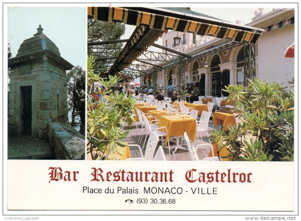 CP, MONACO-VILLE, Face Au Palais Princier, BAR-RESTAURANT CASTELROC, Vierge, Ed : GILLETTA - Hotel's & Restaurants