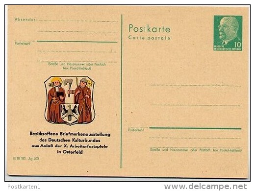 WAPPEN OSTERFELD 1968 DDR P75-2-68 C8  Postkarte ZUDRUCK - Briefe U. Dokumente