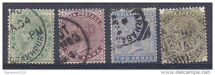 131006440  INDIA  G.B.  YVERT Nº  33/35/37/39 - 1882-1901 Empire