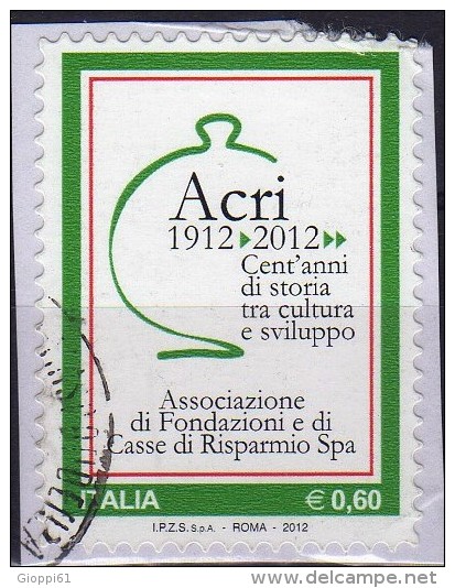 2012 Associazione Di Fondazioni E Di Cassa Di Risparmio Adesivo Su Frammento - 2011-20: Oblitérés