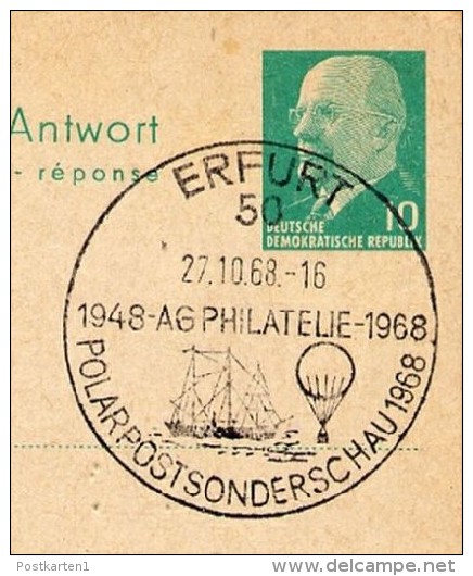 EXPLORATION ANTARCTICA  Erfurt 1974 On East German Reply Postal Card P 77A - Research Programs