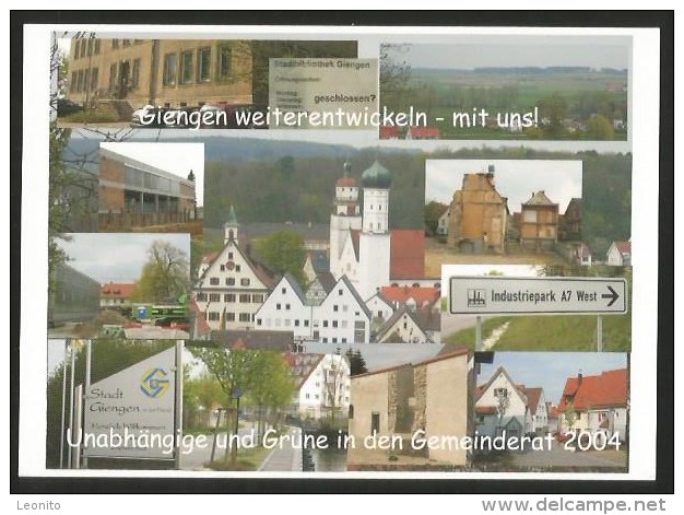 GIENGEN Stuttgart Heidenheim Weiterentwickeln - Unabhängige Und Grüne In Den Gemeinderat 2004 - Heidenheim