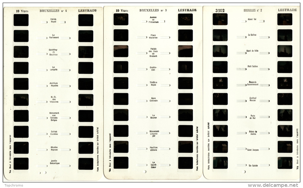 Carte Stéréoscopique Lestrade 10 Vues En Stéréo Belgique Bruxelles N°2 N° 3 Et N°4 (3 Cartes) - Photos Stéréoscopiques