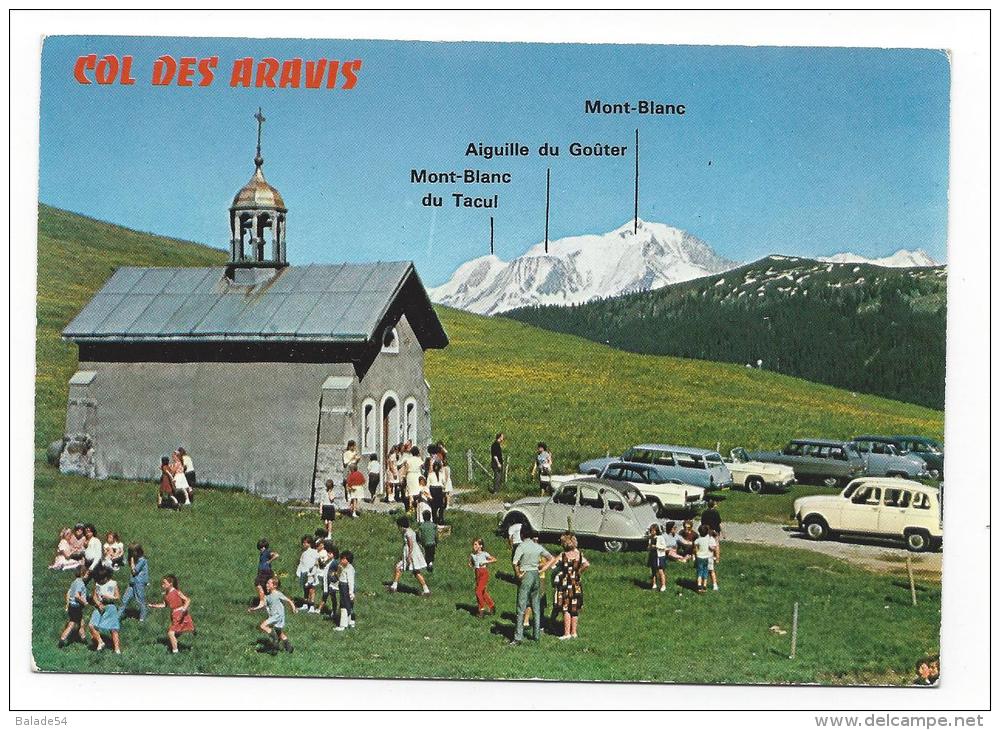 CPM - MONT-BLANC (74) La Chapelle De Sainte-Anne Au Col Des Aravis (très Animée - Personnes, Voitures 2 Cv...) - Autres & Non Classés