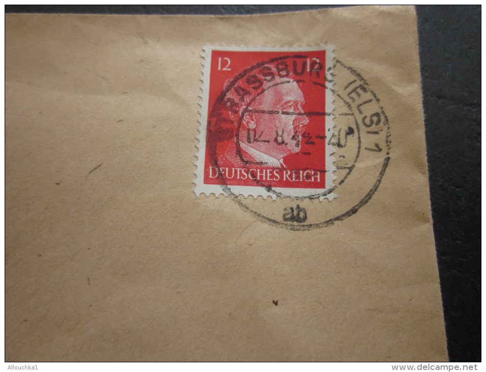 Enveloppe Rhein/Mosel Alsace Lorraine Annexée Occupation Allemande Cachet à Date Manuel STRASSBURG Timbre Hitler 1944 - Covers & Documents