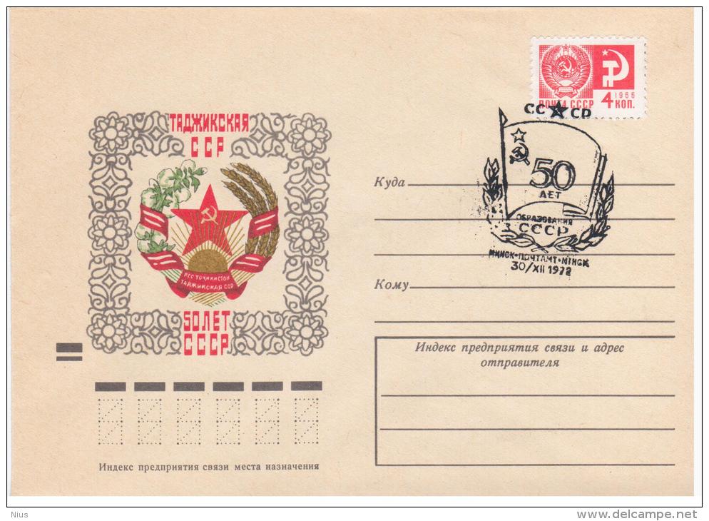 Tajikistan USSR 1972 50th Anniv. Of USSR, Canceled In Minsk Belarus - Tadjikistan