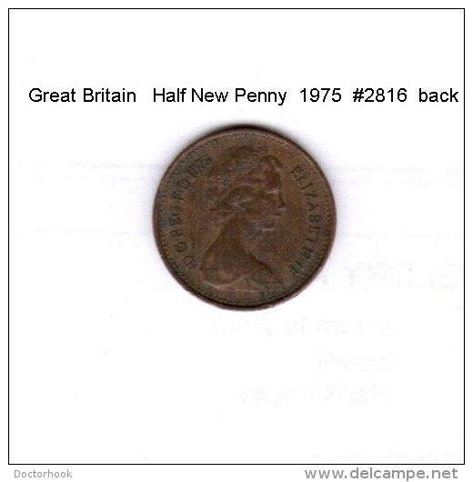 GREAT BRITAIN    1/2  NEW PENNY  1975  (KM # 914) - 1/2 Penny & 1/2 New Penny