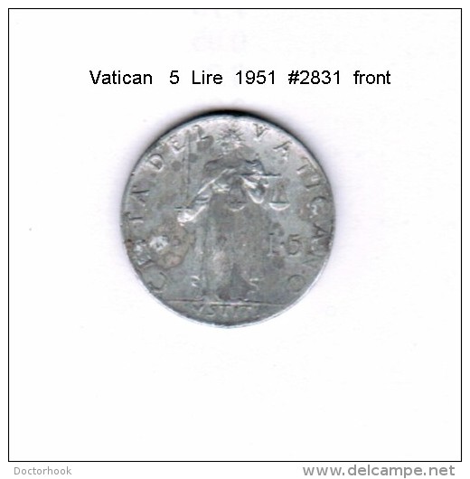 VATICAN   5  LIRE  1951  (Y # 51.1) - Vatican