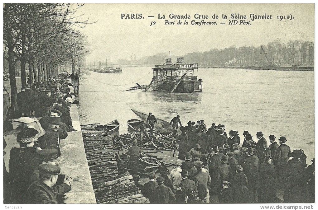 PARIS _ - Port De La Conférence - Grande Crue De La Seine (janvier 1910)         -- ND 52 - Distretto: 08