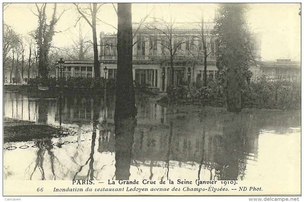 PARIS _ - Inondation Du Restaurant Ledoyen Avenue Des  Champs- - Grande Crue De La Seine (janvier 1910)         -- ND 66 - Arrondissement: 08