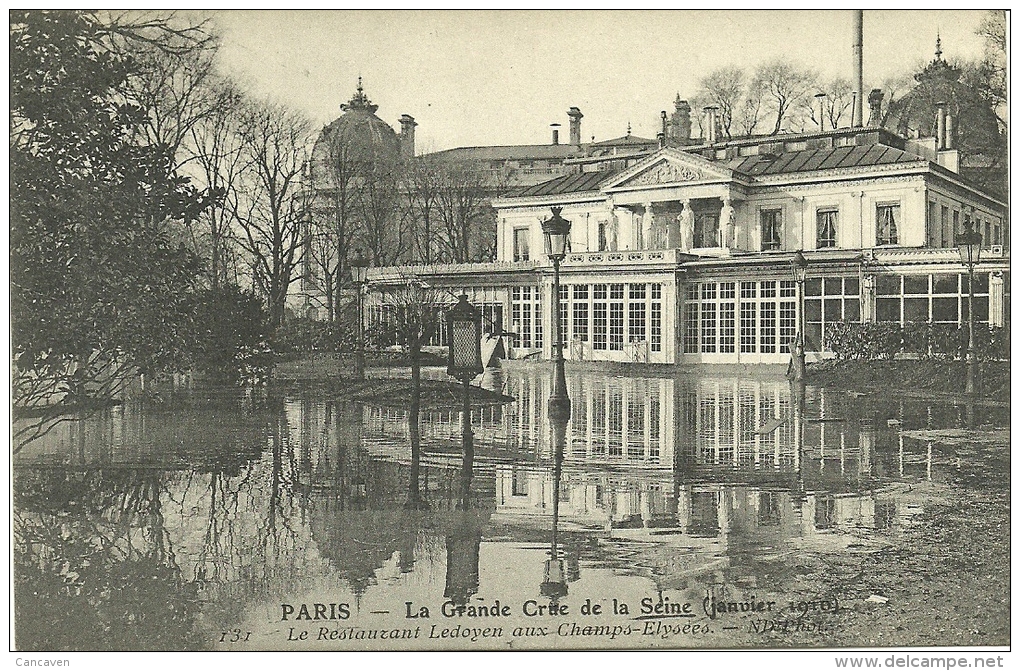 PARIS _ - Le Restaurant Ledoyen Aux Champs-Elysées- - Grande Crue De La Seine (janvier 1910)         -- ND 131 - District 08