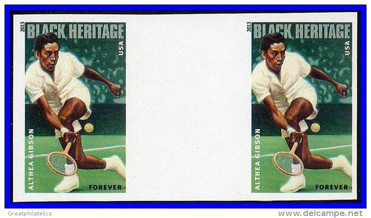 USA 2013 ALTHEA GIBSON - BLACK HERITAGE Imperforated GUTTER PAIR MNH TENNIS SPORTS - Tennis