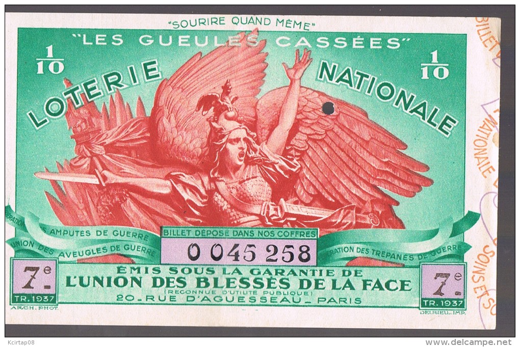 Loterie Nationale . "Les Gueules Cassées " - Billets De Loterie