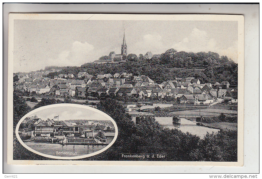 3558 FRANKENBERG Eder, Ortsansicht & Badeanstalt, 195... - Frankenberg (Eder)